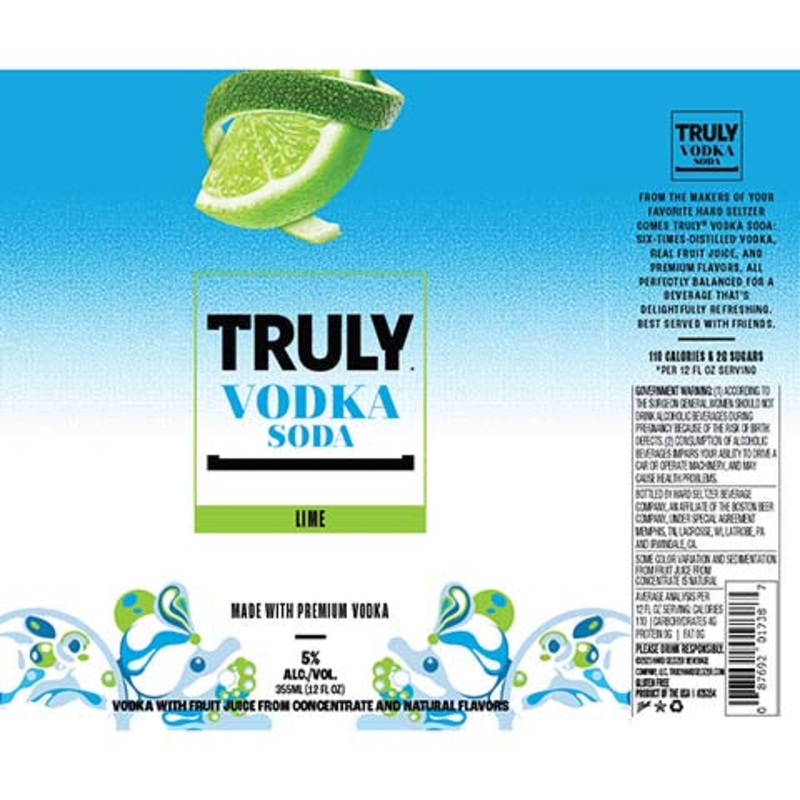 Truly Lime Vodka Soda 12OZ SINGLE BTL