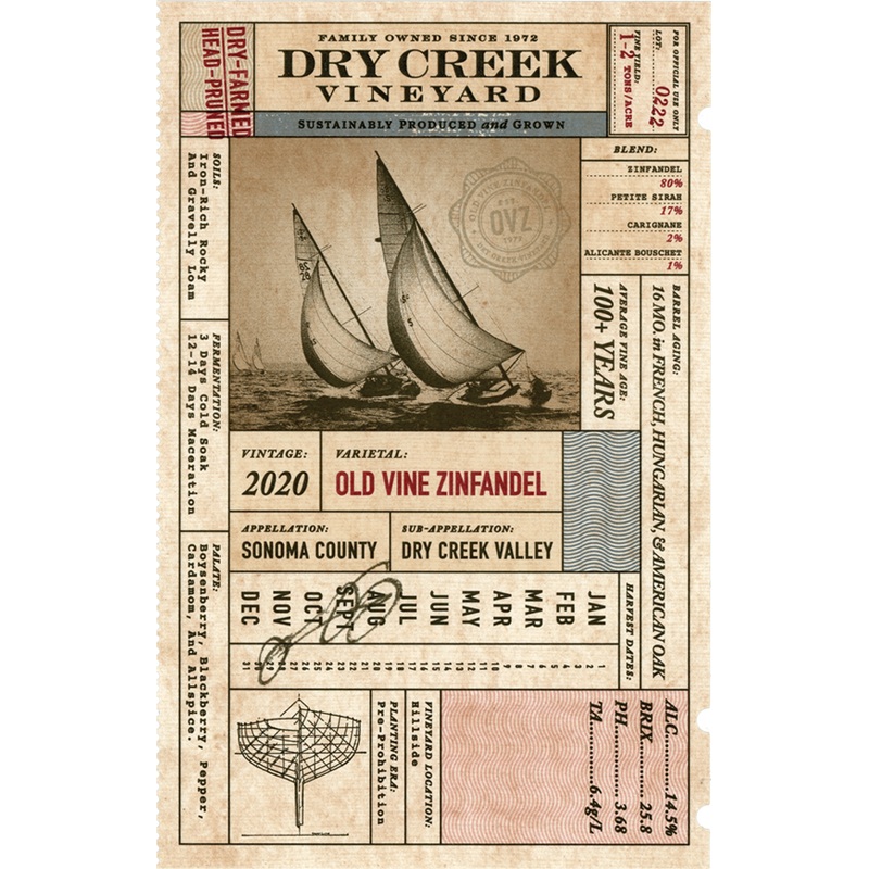 DRY CREEK OLD VINE ZINFANDEL 2020 750 mL