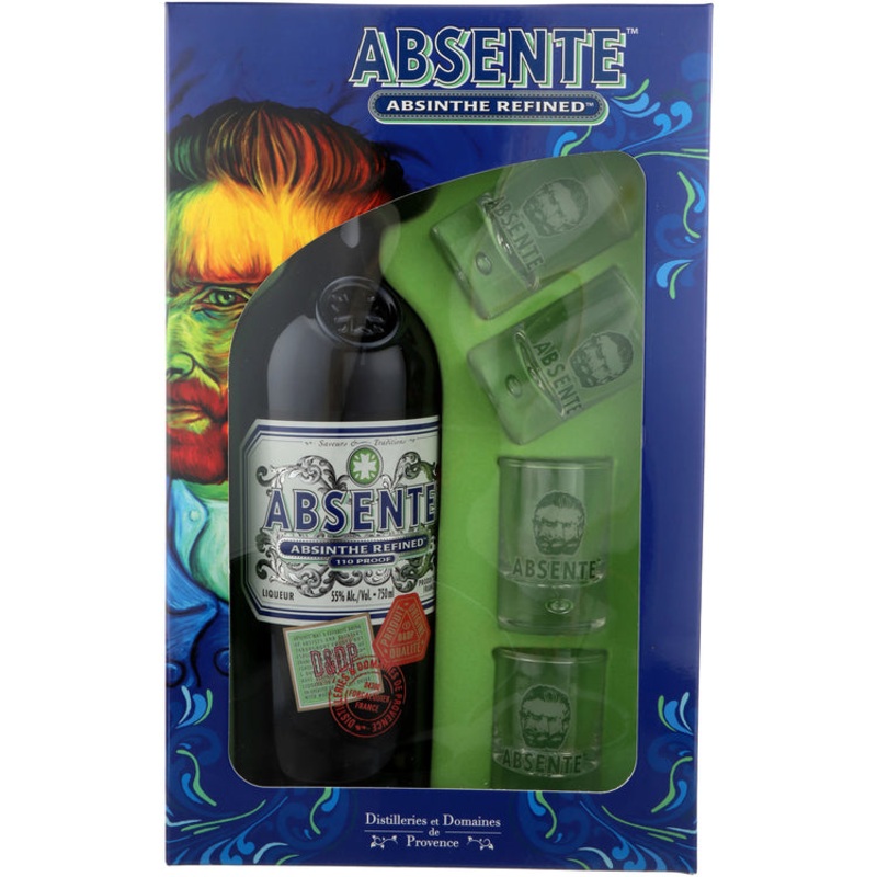 ABSENTE ABSINTHE 110 W/ 4 SHOT GLASSES 750ML 750ML