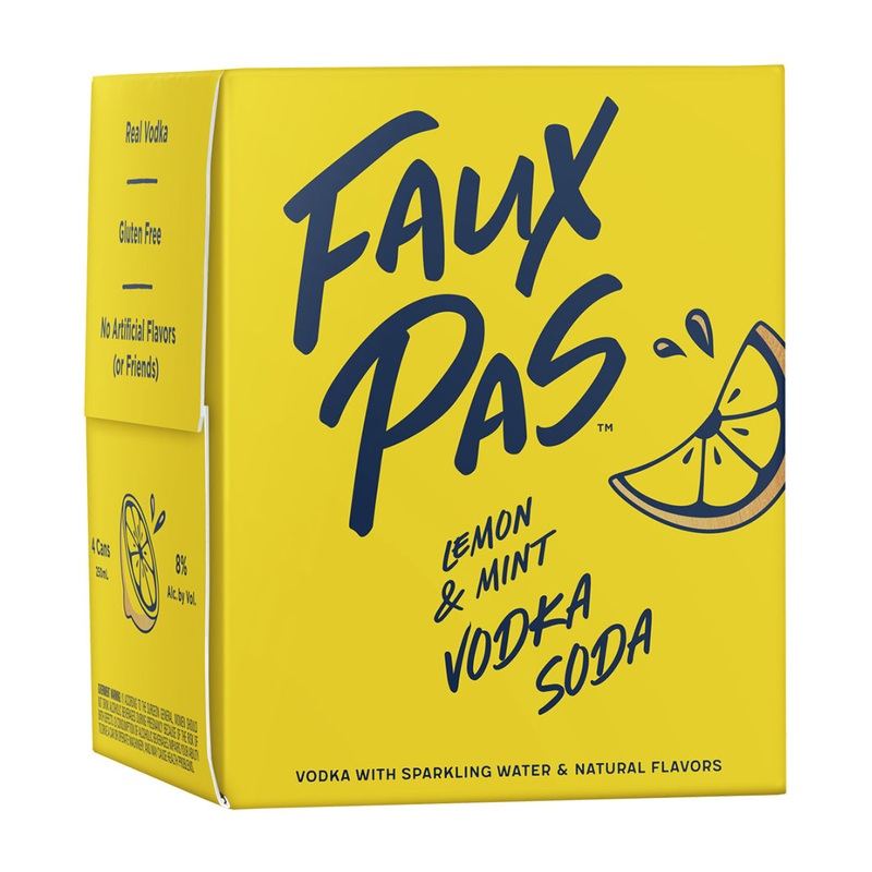 Faux Pas Lemon & Mint Vodka Soda 4PK