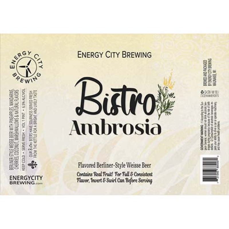 Energy City Bistro Ambrosia Berliner Weisse Beer 16OZ SINGLE CAN