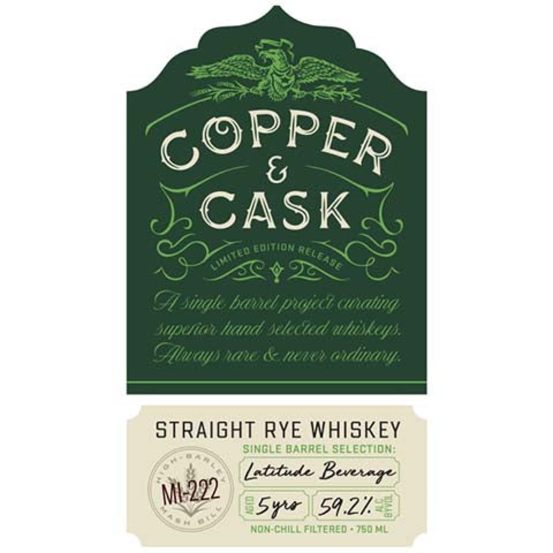 Copper & Cask MI-222 Straight Rye Whiskey 750ML BTL