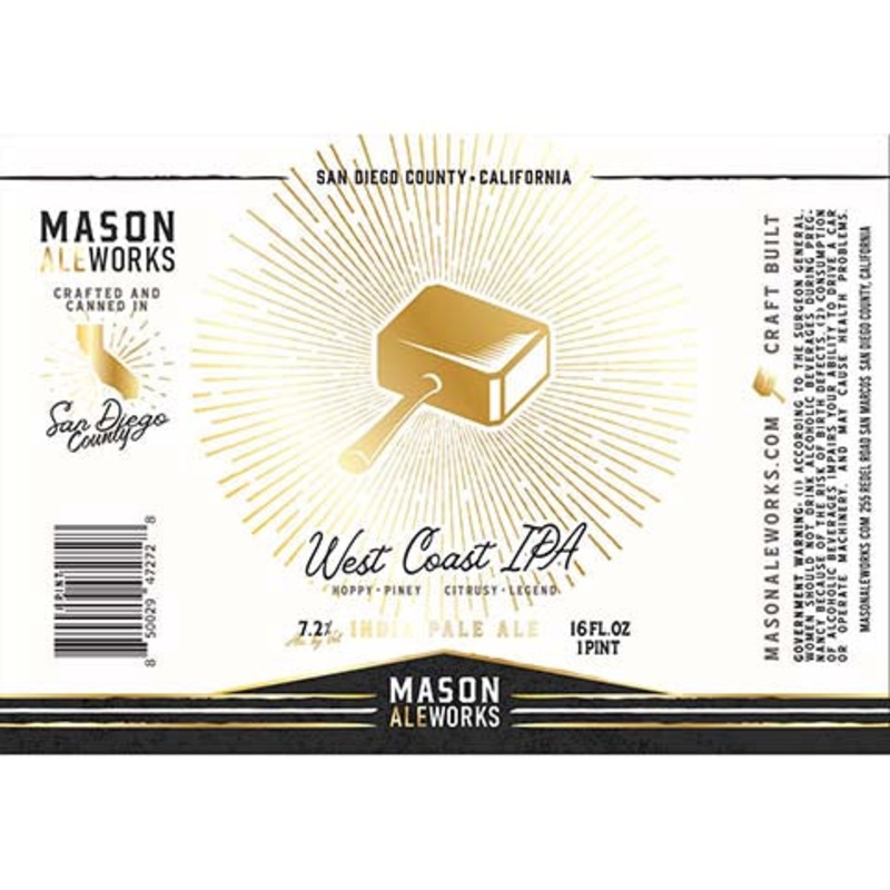 Mason Ale Works West Coast IPA 16OZ SINGLE CAN