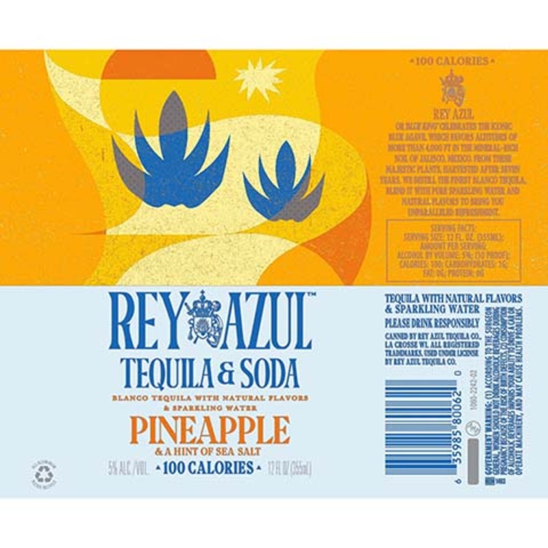 Rey Azul Tequila & Soda Pineapple 12OZ SINGLE CAN