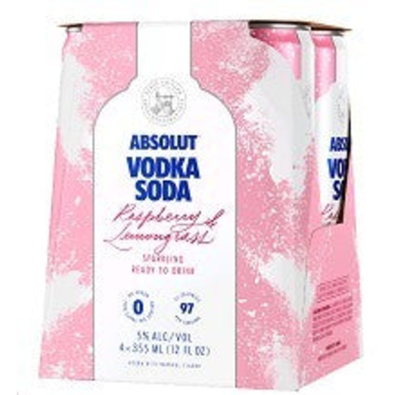 ABSOLUT SODA RASPBERRY 4PCK CANS