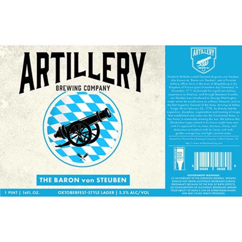 Artillery The Baron von Steuben Oktoberfest-Style Lager 16OZ SINGLE CAN