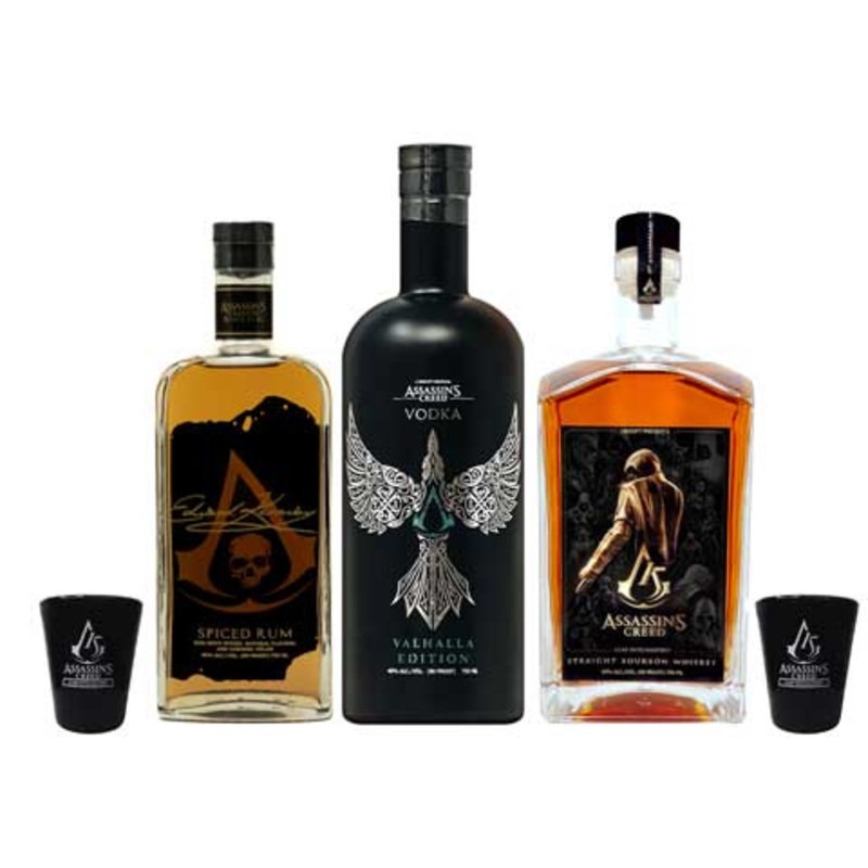 Assassin's Creed Gift Box Set 3PK 750ML BTL with 2 Shot Glasses