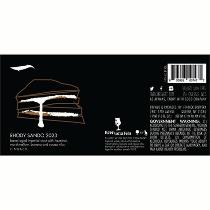 Finback Rhody Sando Imperial Stout (2023) 16OZ SINGLE CAN