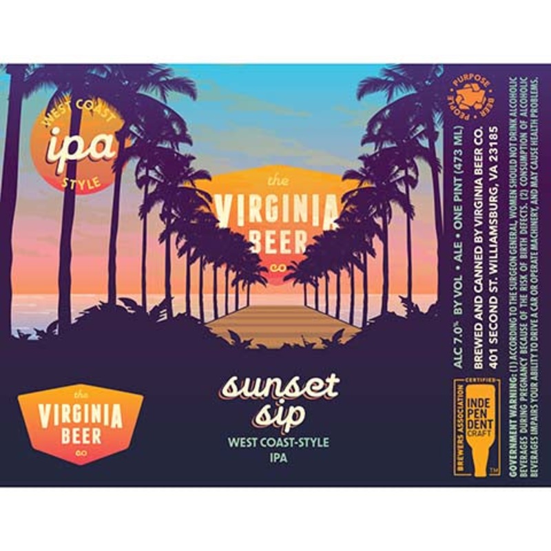 The Virginia Beer Sunset Sip West Coast-Style IPA 16OZ SINGLE CAN