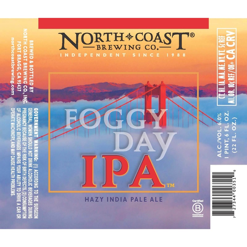 NORTH COAST FOGGY DAY HAZY IPA 4/6PK 12 oz (24)