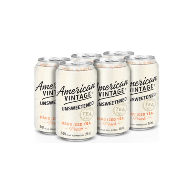 AMERICAN VINTAGE UNSWEETENED PEACH 6 CANS