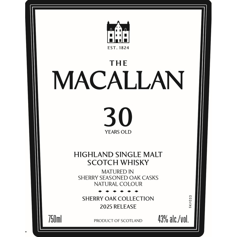 The Macallan 30 Year Old Sherry Oak Highland Single Malt Scotch Whisky 2025 Release