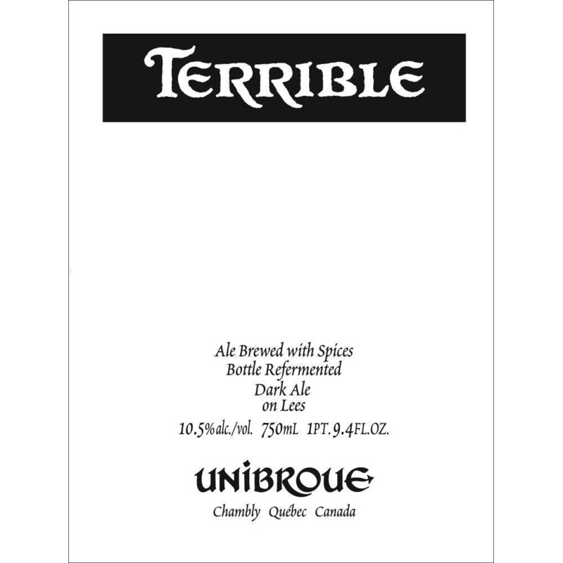 UNIBROUE TERRIBLE QUADRUPEL 10% abv 750 mL (12)