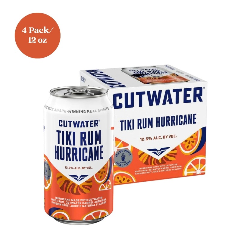 Cutwater Tiki Rum Hurricane Ready-to-Drink 4pk 12oz Canned Cocktails