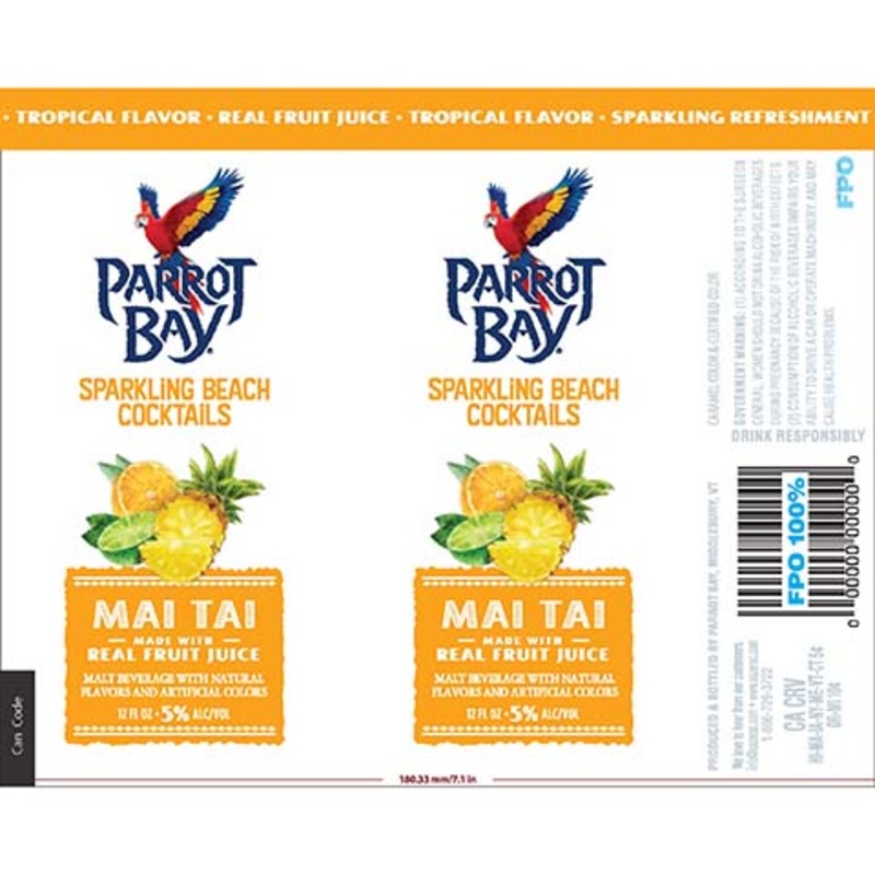Parrot Bay Mai Tai Sparkling Beach Cocktail 12OZ SINGLE BTL