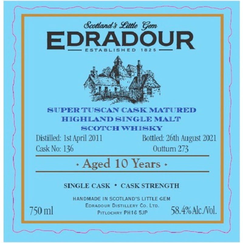 Edradour Distillery 10 Year Old Super Tuscan Cask Matured Scotch