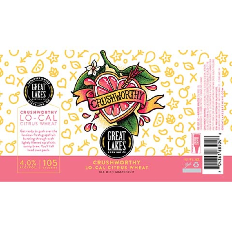 Great Lakes Crushworthy Lo-cal Citrus Wheat Grapefruit Ale 16OZ SINGLE CAN