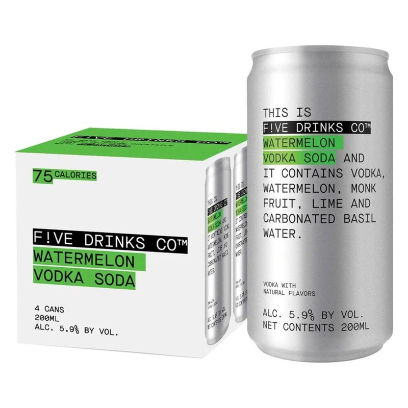 Five Drinks Watermelon Vodka Soda 4PK