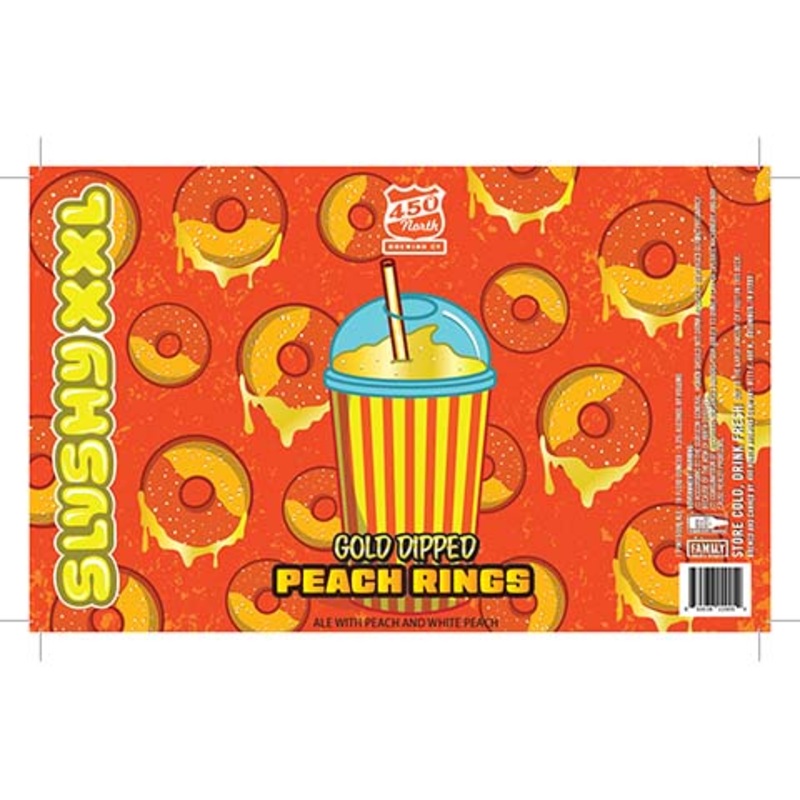 450 North Slushy XXL Gold Dipped Peach Rings Sour 16OZ SINGLE CAN