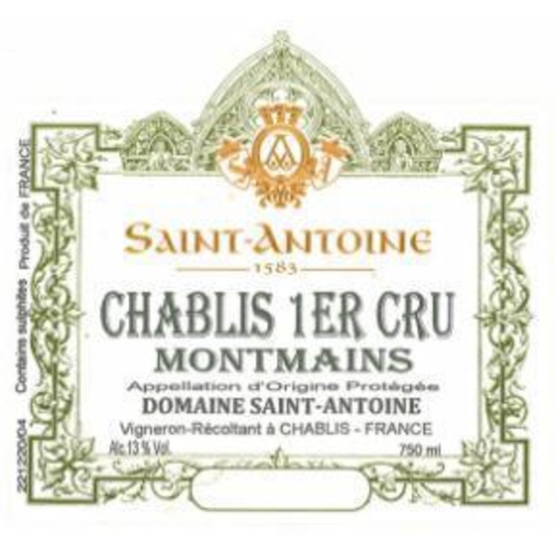 Chablis Domaine Saint Antoine 2019 1er Cru Montimains
