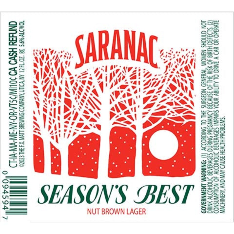 Saranac Season's Best Nut Brown Lager 12OZ SINGLE BTL