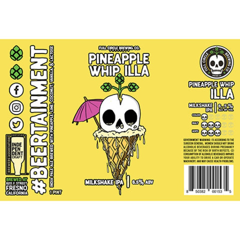 Full Circle Pineapple Whip Illa Milkshake IPA 16OZ SINGLE CAN