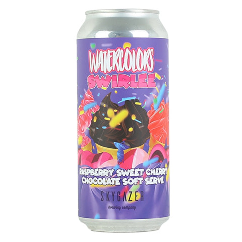 Skygazer Watercolors Swirlee Raspberry Sweet Cherry Chocolate Soft Serve 16OZ SINGLE CAN