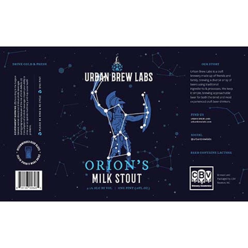 Urban Brew Labs Orion's Milk Stout 16OZ SINGLE CAN