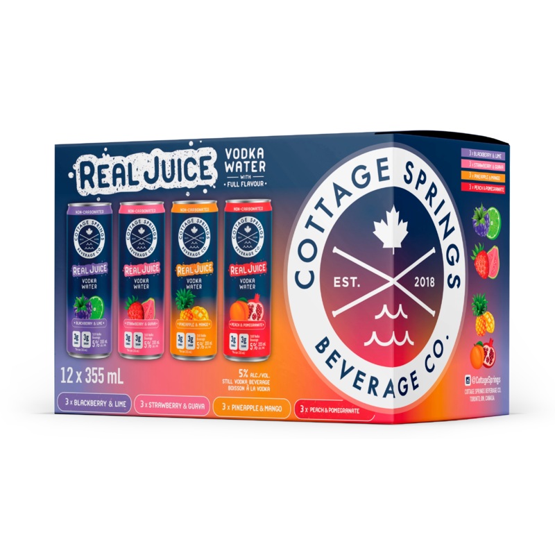 COTTAGE SPRINGS REAL JUICE VODKA WATER MIXER 355ML 12PK CAN @ Emerald Hills [1056094] 4260 ml