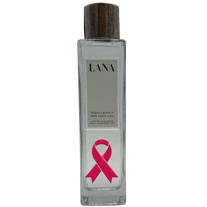 LANA Tequila Blanco Breast Cancer Awareness Ribbon Limited Edition Etched Bottle 750mL