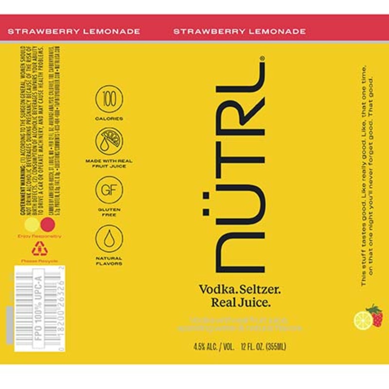 Nutrl Strawberry Lemonade Vodka Seltzer 12OZ SINGLE CAN
