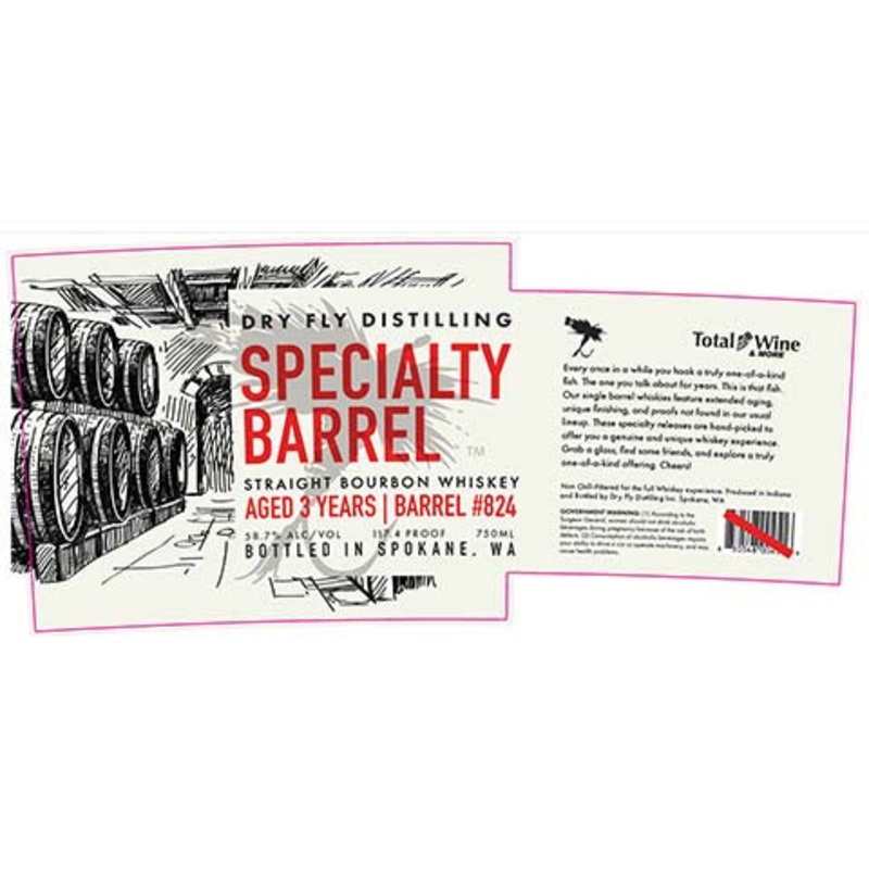 Dry Fly Specialty Barrel Aged 3 Years Straight Bourbon Whiskey | Barrel #824 750ML BTL