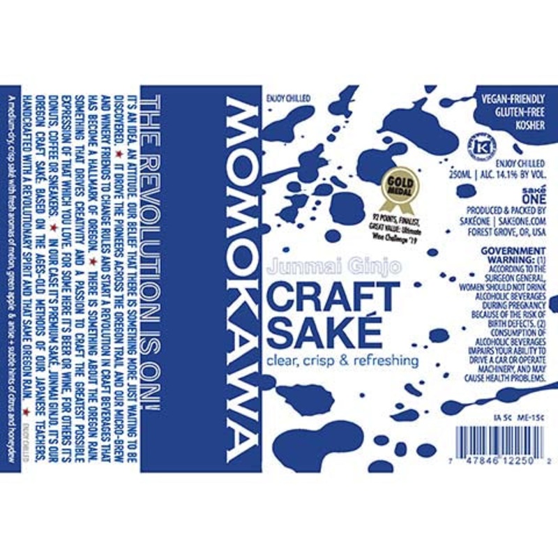 Momokawa Junmai Ginjo Craft Sake 250ML BTL