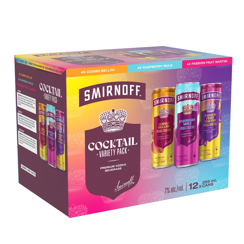 SMIRNOFF VODKA COCKTAIL VARIETY PACK 355ML 12PK CAN @ Township [1055814] 4260 ml