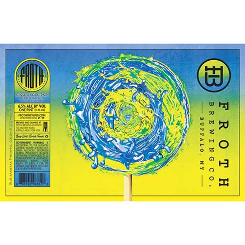 Froth Liquid Lollipop (Blue Rasberry, Pineapple, Coconut, and Lemon Lime) 16OZ SINGLE CAN