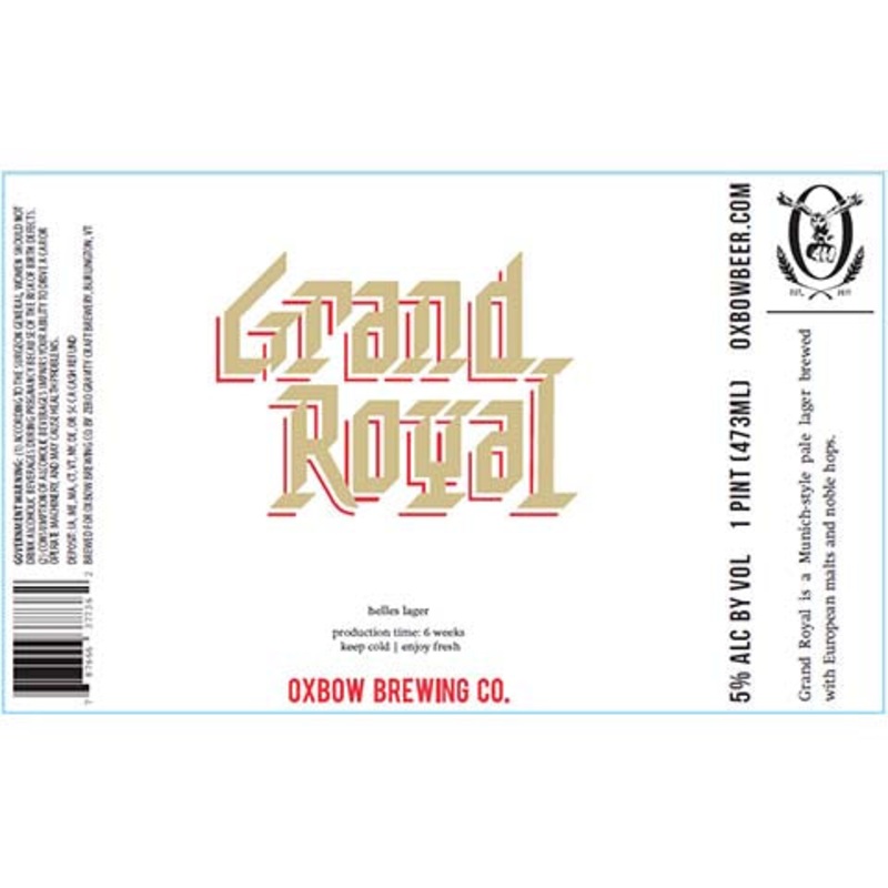 Oxbow Grand Royal Lager 16OZ SINGLE CAN