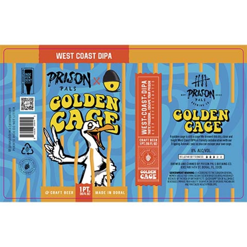 Prision Pals Golden Cage DIPA 16OZ SINGLE CAN