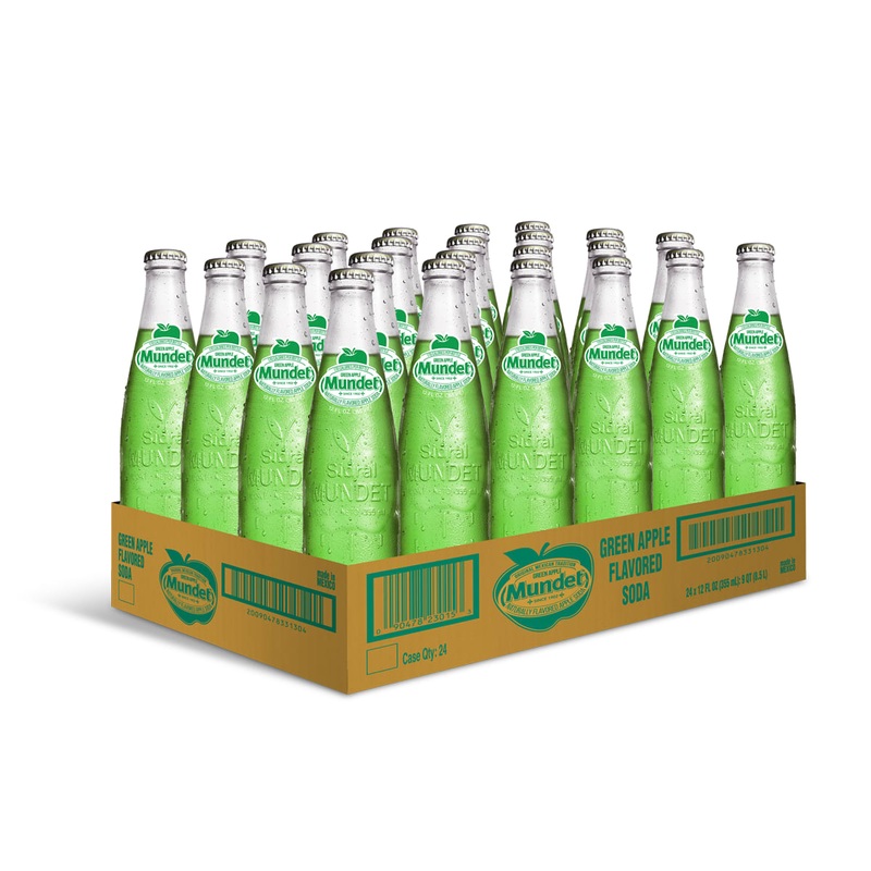 Sidral Mundet Green Apple Soda 24 Pack (12 oz Bottles)