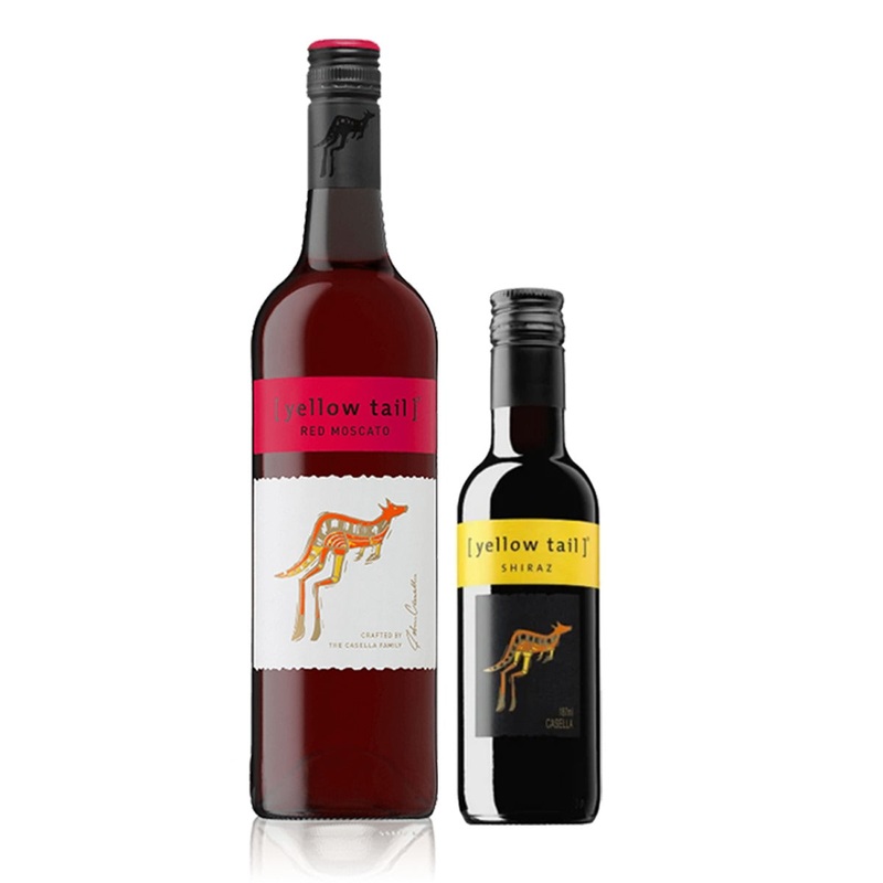 Buy 1 Take 1 Promo: 1x Yellow Tail Red Moscato 750ml with FREE 1x Yellow Tail Joey Shiraz 187ml (Naked Only - No Box, Total 2 Bottles)