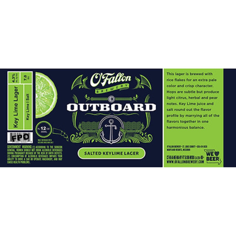 O'Fallon Outboard Salted Keylime Lager 12OZ SINGLE CAN