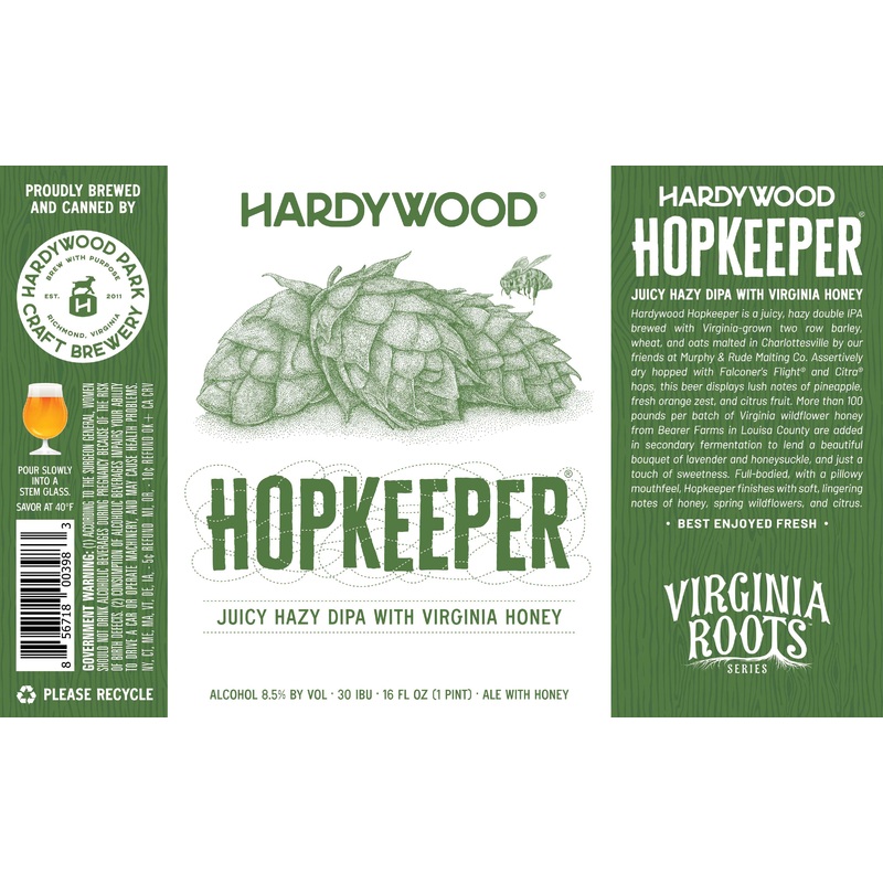Hardywood Hopkeeper Juicy Hazy DIPA With Virginia Honey 16OZ SINGLE CAN