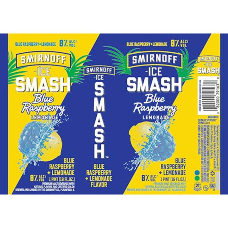 Smirnoff Ice Smash Blue Raspberry + Lemonade 16OZ SINGLE CAN