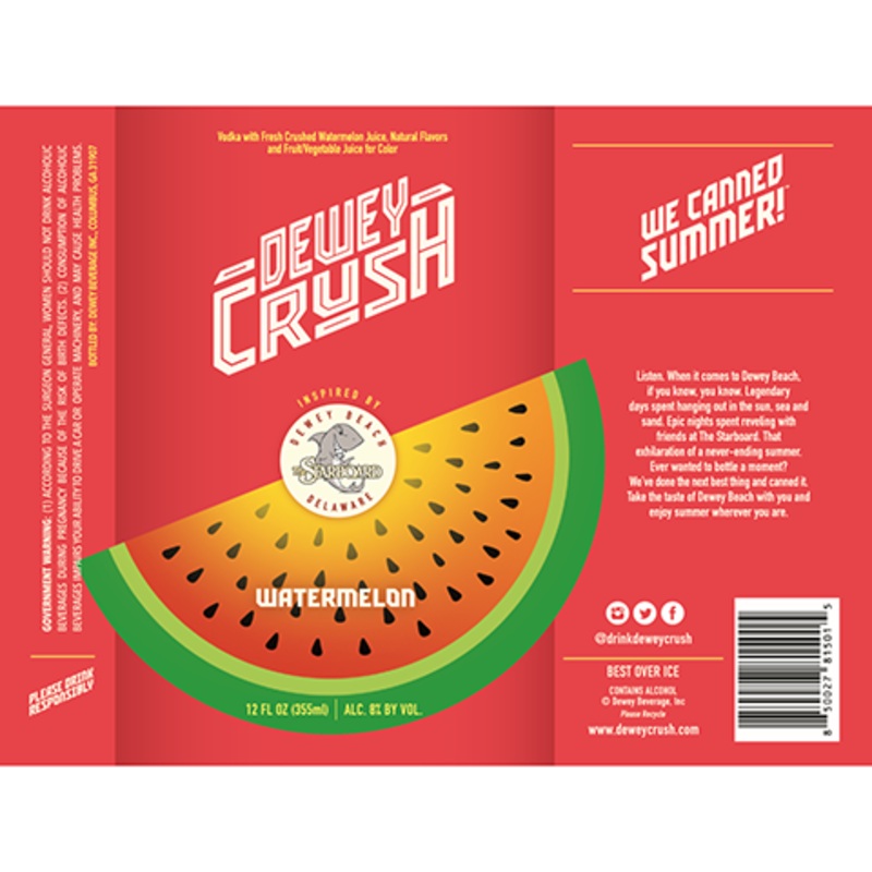 Dewey Crush Watermelon 12OZ SINGLE BTL