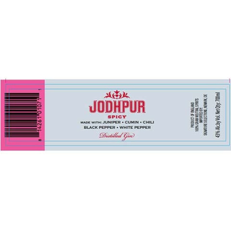 Jodhpur Spicy Distilled Gin 700ML BTL