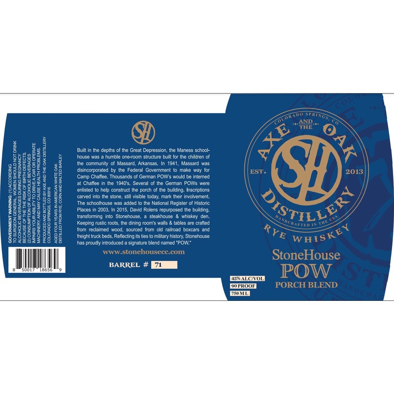 StoneHouse POW Porch Blend Rye Whiskey