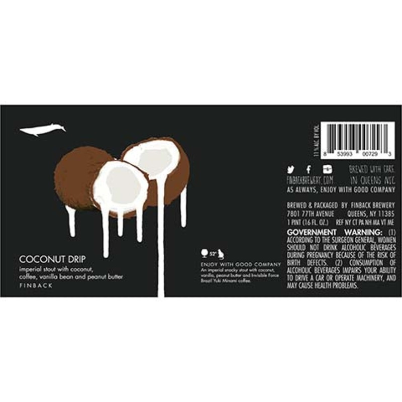 Finback Coconut Drip Imperial Stout 16OZ SINGLE CAN