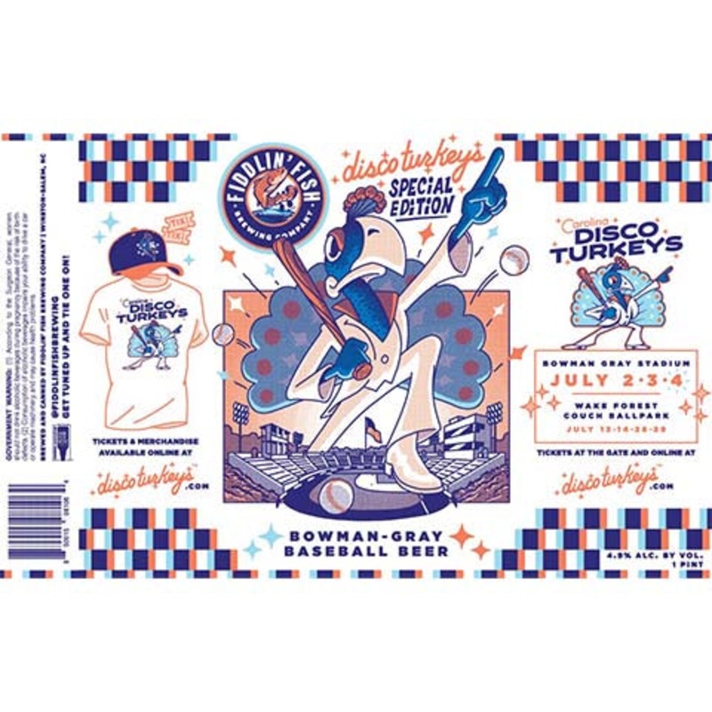 Fiddlin' Fish Bowman-Gray Baseball Beer 16OZ SINGLE CAN