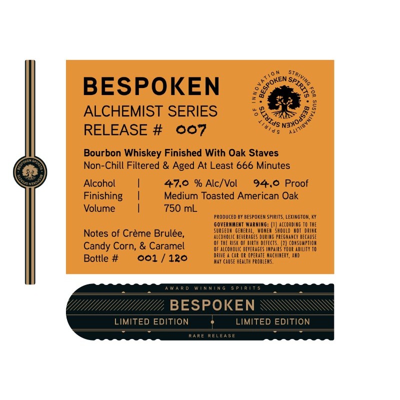 Bespoken Alchemist Series Release #007 Bourbon Whiskey - Oak Stave Finish