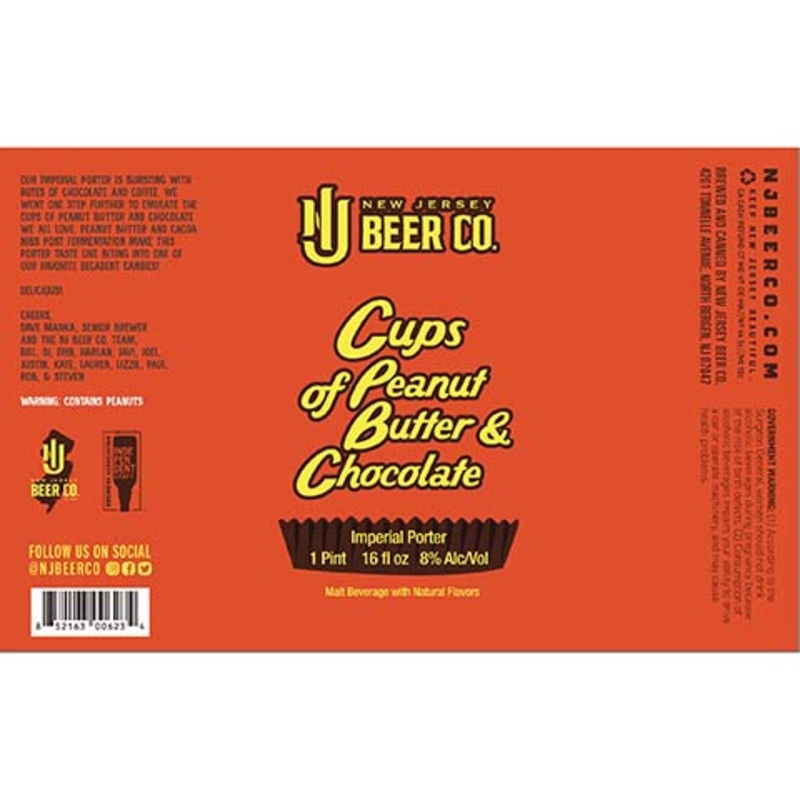 New Jersey Cups of Peanut Butter & Chocolate Imperial Porter 16OZ SINGLE CAN