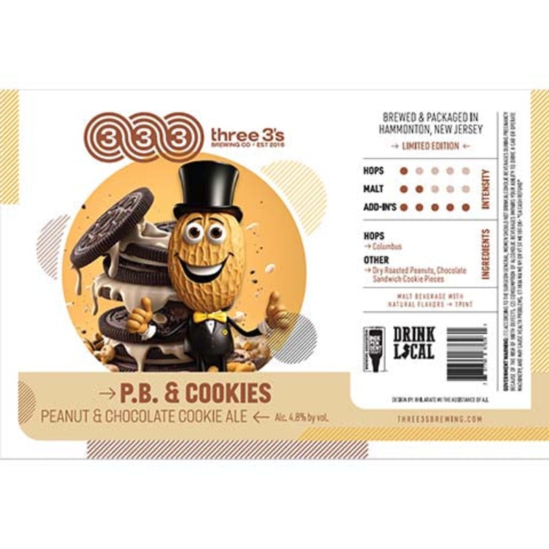 Three 3's P.B. & Cookies 16OZ SINGLE CAN